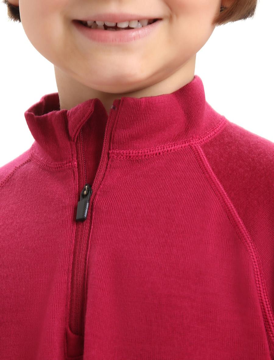 Kids' Icebreaker Merino 260 Tech Half Zip Thermal Top Long Sleeve Cherry | CA 1008CTVE